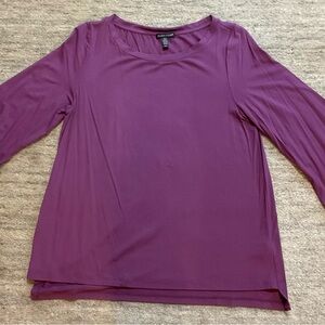 Eileen Fisher Plum Long Sleeve Scoop Neck Top